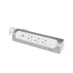   LEGRAND 694502 Sarokba illeszkedő elosztósor, 3x2P+F, USB-A + USB-C, 1 m vezetékkel, fehér-alumínium