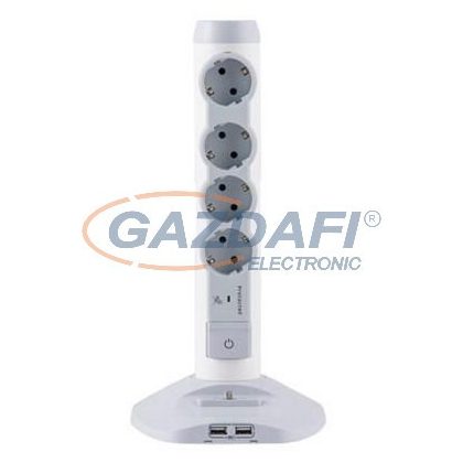 LEGRAND 694505 Elosztóoszlop, 4x2P+F, 2xUSB, 1xmicroUSB, tf, 2 m vezetékkel