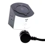   LEGRAND 694506 Multifunkciós elosztó 2x2P+F, indukciós töltővel, USB-A + USB-C, 2 m vezetékkel, szürke-fehér