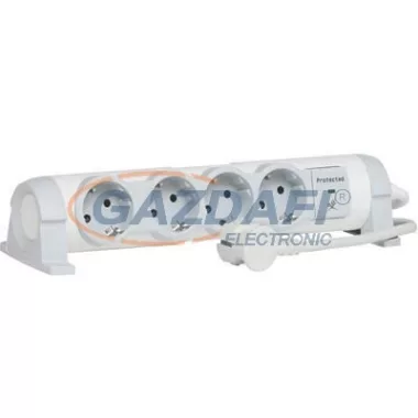 LEGRAND 694507 4x2P+F elosztósor túlfeszültség-levezetővel ellátott, 1,5m vezetékkel, fehér-szürke