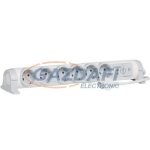   LEGRAND 694509 6x2P+F elosztósor túlfesz-levezetővel, 1,5m vezetékkel, fehér-szürke