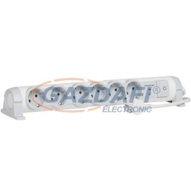 LEGRAND 694509 6x2P+F elosztósor túlfesz-levezetővel, 1,5m vezetékkel, fehér-szürke