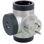 LEGRAND 694524 Kettős 2P+F elosztódugó USB-A + USB-C, alumínium
