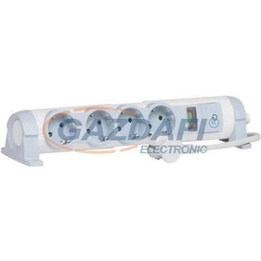 LEGRAND 694525 4x2P+F elosztósor CON&SEC, 1,5m vezetékkel, fehér-szürke