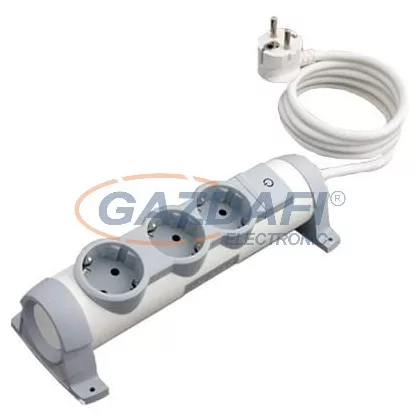 LEGRAND 694535 3x2P+F elosztósor CON, 3m vezetékkel, fehér-szürke