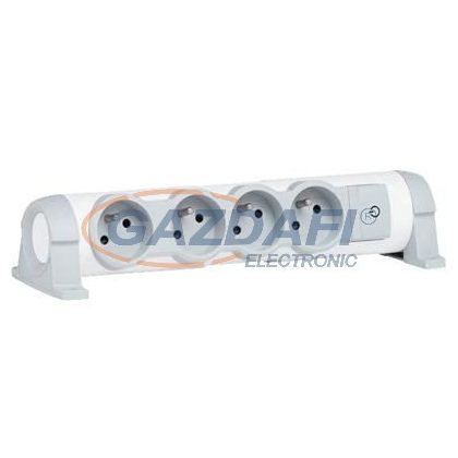 LEGRAND 694536 4x2P+F elosztósor CON, 3m vezetékkel, fehér-szürke