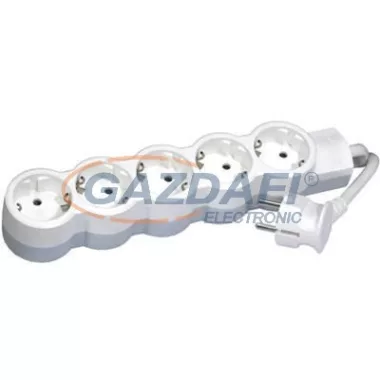 LEGRAND 694555 5x2P+F elosztósor ST, 1,5m vezetékkel, fehér-szürke