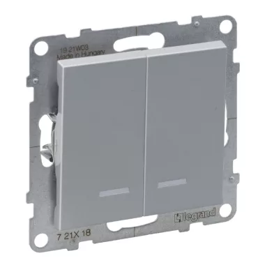 LEGRAND 721318 Suno kettős váltókapcsoló jelzőfénnyel 10AX, alumínium LEGRAND 721318 Suno kettős váltókapcsoló jelzőfénnyel 10AX, alumínium