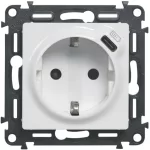 LEGRAND 753135 Valena Life 2P+F dugalj csatlakozóaljzat+ USB C-túpusú 1,5A-5V-7,5W töltőaljzat, körmös/csavaros rögz, rugós beköt, Fehér
