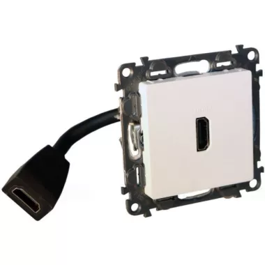 LEGRAND 753175 Valena Life Elővezetékelt HDMI 1.4 típusú csatlakozóaljzat, 15 cm kábellel szállítva, Fehér
