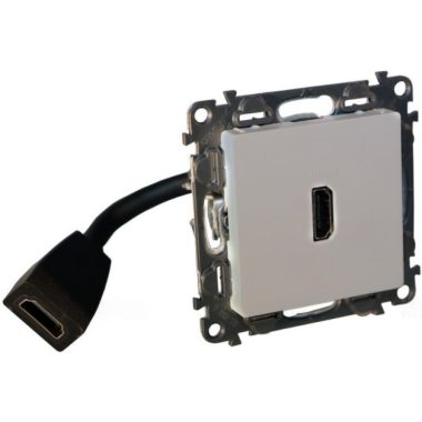 LEGRAND 753375 Valena Life Elővezetékelt HDMI 1.4 típusú csatlakozóaljzat, 15 cm kábellel szállítva, Alumínium