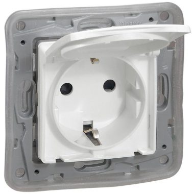 LEGRAND 764532 Niloé 2P + F socket with hinged child protection, white