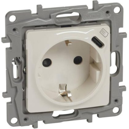   LEGRAND 764635 Niloé 2P+F grounded socket, with USB type C connector, beige