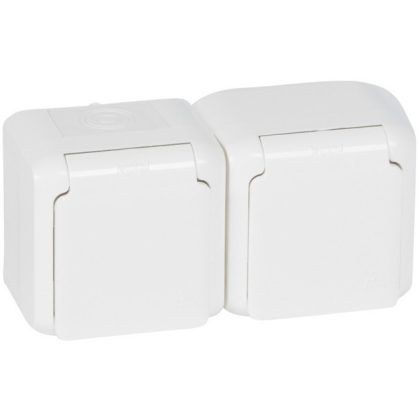   LEGRAND 782374 Forix IP44 fk 2x2P + F grounded socket, 16A, with flap, white