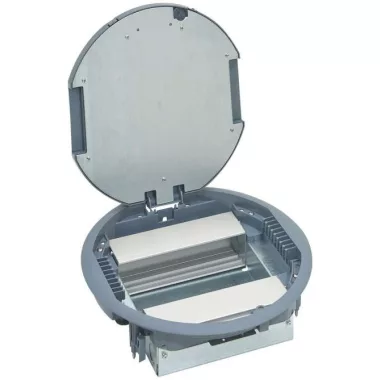 LEGRAND 88126 20-module horizontal, height-adjustable round floor box, can be mounted with Mosaic LEGRAND 88126 20-module horizontal, height-adjustable round floor box, can be mounted with Mosaic