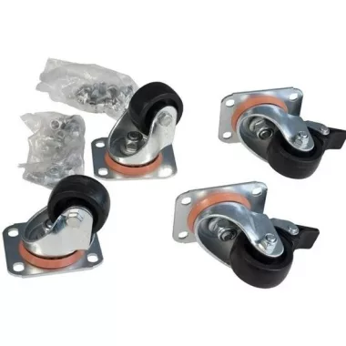 LEGRAND ECAST4 Evoline castor set 2 lockable, 2 swivel wheels solid metal, with cable entry - 2 swivel wheels