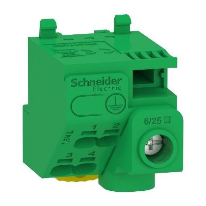 SCHNEIDER LGYT1E05 Csatlakozóblokk, 5 furat, föld