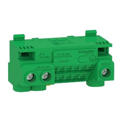 SCHNEIDER LGYT1E14 Csatlakozóblokk, 14 furat, föld SCHNEIDER LGYT1E14 Csatlakozóblokk, 14 furat, föld