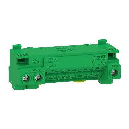 SCHNEIDER LGYT1E24 Csatlakozóblokk, 24 furat, föld
