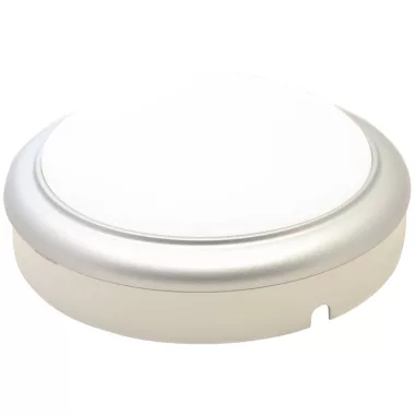 TRACON LHLMKS15NW Műanyag házas LED hajólámpa ezüst kerettel, kerek 230 V, 50 Hz, 15 W, 4000 K, 1050 lm, IP54, ABS+PC, EEI=G