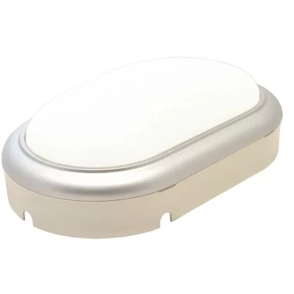 TRACON LHLMOS15NW Műanyag házas LED hajólámpa ezüst kerettel, ovális 230 V, 50 Hz, 15 W, 4