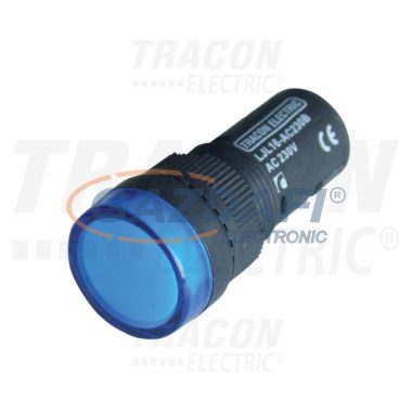 TRACON LJL16-BA LED-es jelzőlámpa, kék 12V AC/DC, d=16mm