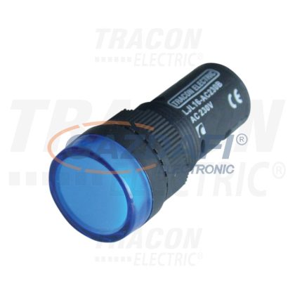 TRACON LJL16-BE LED-es jelzőlámpa, kék 230V AC/DC, d=16mm