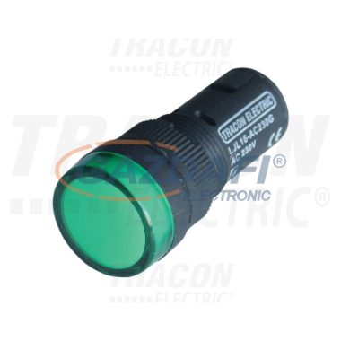 TRACON LJL16-GE LED-es jelzőlámpa, zöld 230V AC/DC, d=16mm