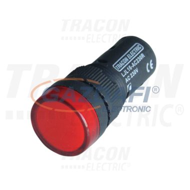 TRACON LJL16-RA LED-es jelzőlámpa, piros 12V AC/DC, d=16mm