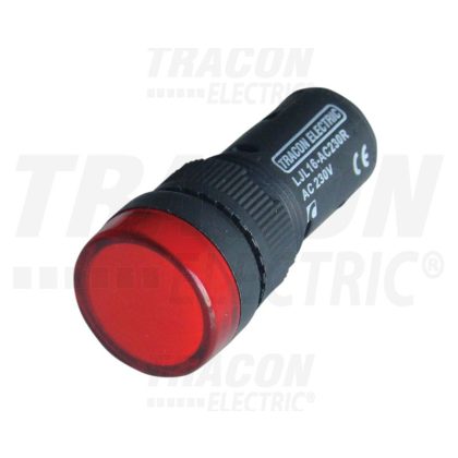   TRACON LJL16-RE LED-es jelzőlámpa, piros 230V AC/DC, d=16mm