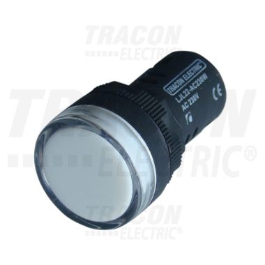 TRACON LJL16-WE LED-es jelzőlámpa, fehér 230V AC/DC, d=16mm