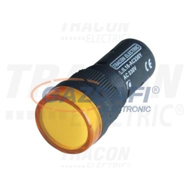 TRACON LJL16-YA LED-es jelzőlámpa, sárga 12V AC/DC, d=16mm
