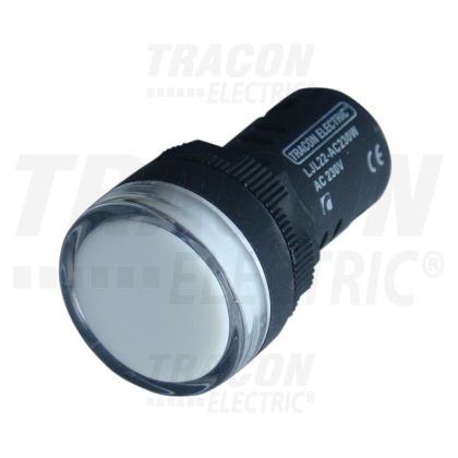   TRACON LJL22-ACDC24W LED-es jelzőlámpa, fehér 24V AC/DC, d=22mm