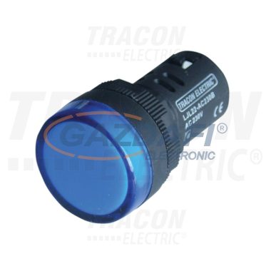 TRACON LJL22-BDT Tokozott LED-es jelzőlámpa, kék 48V AC/DC, d=22mm