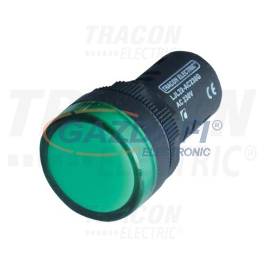 TRACON LJL22-GCT Tokozott LED-es jelzőlámpa, zöld 24V AC/DC, d=22mm