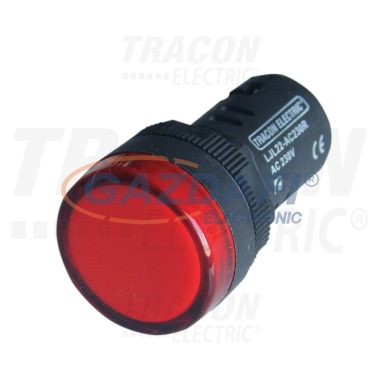 TRACON LJL22-RAT Tokozott LED-es jelzőlámpa, piros 12V AC/DC, d=22mm