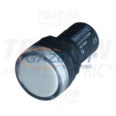 TRACON LJL22-WAT Tokozott LED-es jelzőlámpa, fehér 12V AC/DC, d=22mm