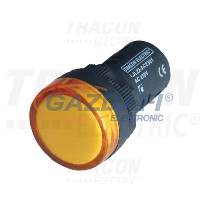   TRACON LJL22-YA LED-es jelzőlámpa, sárga 12V AC/DC, d=22mm