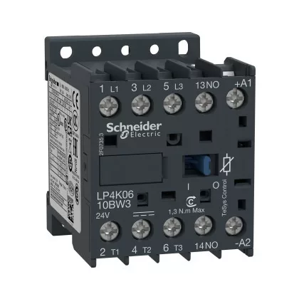   SCHNEIDER LP4K0610BW3 1,5W tekercsteljesítményű mágneskapcsoló 6A, 1 záró, DC, 1,5 W
