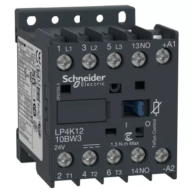 SCHNEIDER LP4K1210BW3 1,5W tekercsteljesítményű mágneskapcsoló 12A, 1 záró, DC, 1,5 W