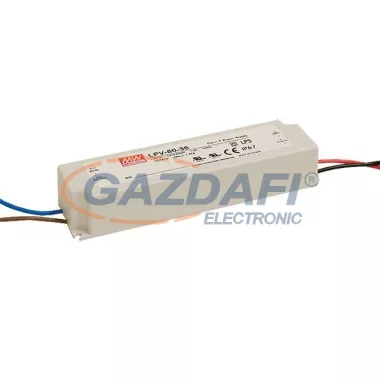 Mean Well LPV-60-12 Egykimenetes Class 2 LED tápegység 60W, 12V, 0-5A