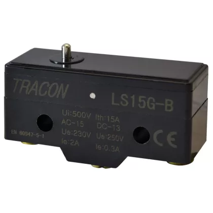TRACON LS15G-B Helyzetkapcsoló, ütközős 1xCO, 2A/230V AC-15, 0,3A/250V DC-13 IP00