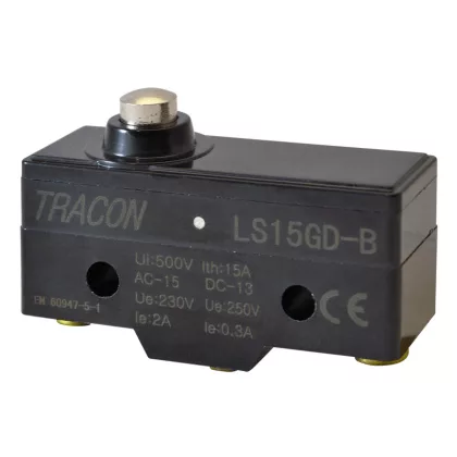   TRACON LS15GD-B Helyzetkapcsoló, rövid kúpos, ütküzős 1xCO, 2A/230V AC-15, 0,3A/250V DC-13, IP00