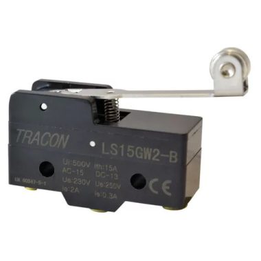 TRACON LS15GW2-B Helyzetkapcsoló, rugószáras-görgős 1×CO, 2A/230V AC, 35mm, IP00