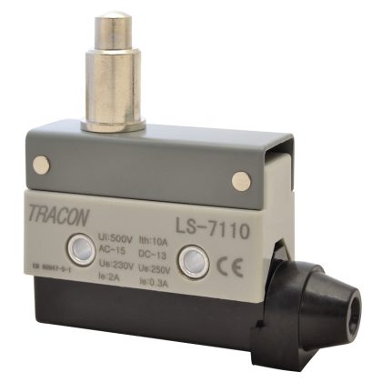   TRACON LS7110 Helyzetkapcsoló, kúpos, ütközős 1xCO, 2A/230V AC-15, 0,3A/250V DC-13, 22mm, IP40