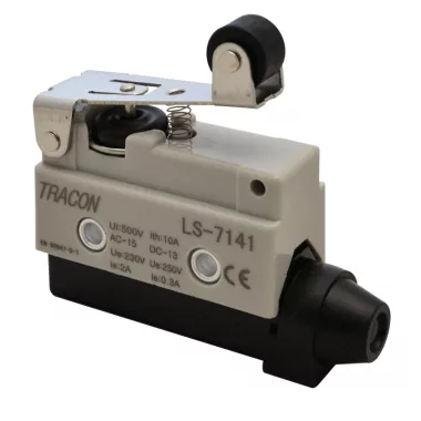 TRACON LS7141 Helyzetkapcsoló, rugószáras-görgős 1xCO, 2A/230V AC-15, 0,3A/250V DC-13, 47mm, IP40