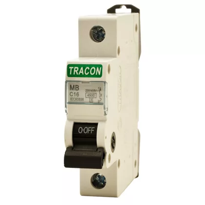 TRACON MB-1C-16 Kismegszakító, 1 pólus, C karakterisztika 16A, 4,5 kA TRACON MB-1C-16 Kismegszakító, 1 pólus, C karakterisztika 16A, 4,5 kA