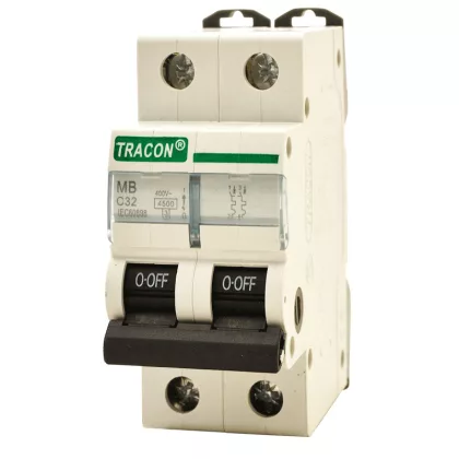   TRACON MB 2P 40A C Kismegszakító, 2 pólus, C karakterisztika 40A, 4,5 kA (MB 2P C40A)