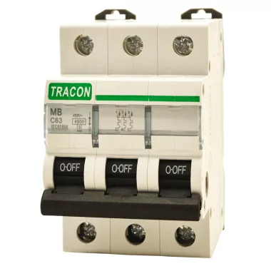 TRACON MB 3P 13A C Kismegszakító, 3 pólus, C karakterisztika 13A, 4,5 kA (MB 3P C13A)