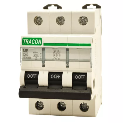   TRACON MB 3P 63A C Kismegszakító, 3 pólus, C karakterisztika 63A, 4,5 kA (MB 3P C63A)